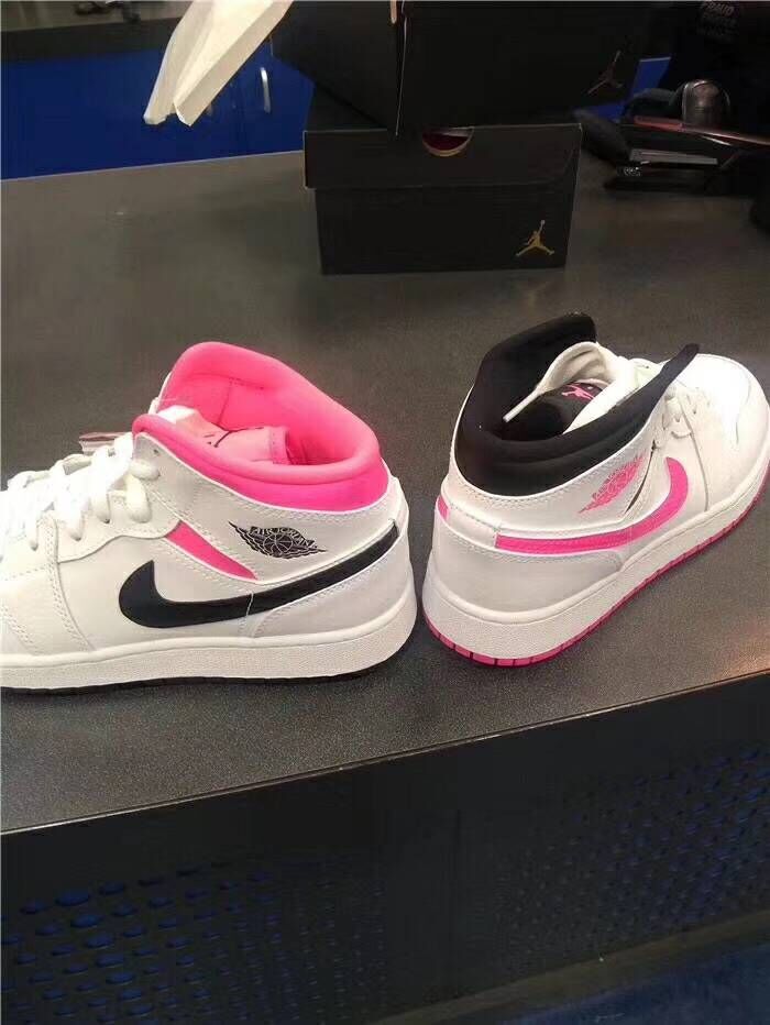 2018 Women Air Jordan 1 Valentine's Day White Pink Black Shoes